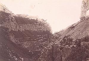 Cliff Constantine, Algeria, old Albumen Photo 1880'