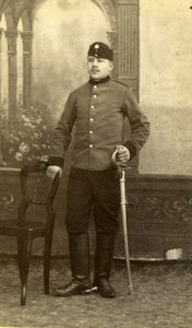 Czechoslovakia Soldier in Uniform Military old Vilem Hirsch CDV Photo 1900'