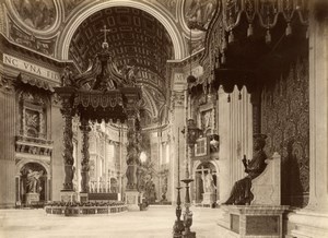 Italy Rome Saint Peter basilica interior old Photo 1880