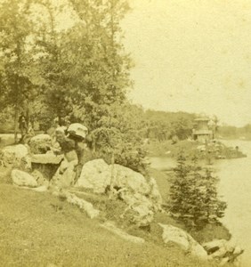 Bois de Boulogne Paris old stereoview Photo 1870