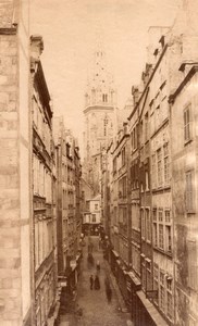 Saint Malo animated street France old Photo 1880'