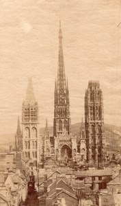 Rouen cathedral general view France old Photo 1890'