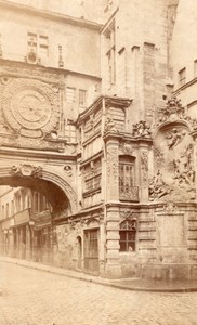 Rouen clock gate France old Albumen Photo 1890'