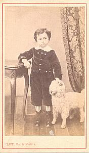 Boy & Toy Sheep French Fashion old CDV Photo 1860'
