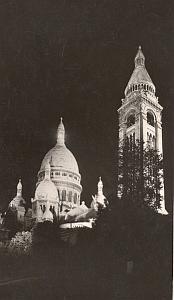 Sacre Coeur Church by night old Borremans Photo 1937