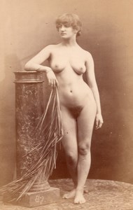 Risque Nude Girl Artist Study France old Photo CC 1880