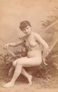 Risque Nude Girl Artist Study France old Canellas Cabinet Card Photo CC 1880