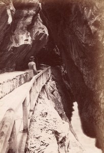 Narrow pass Pfäfers Switzerland old Photo 1880'