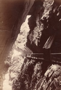 Narrow pass Pfäfers Switzerland old Photo 1880'