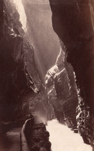 Narrow Pass Tamina Ragatz Switzerland old Photo 1880'