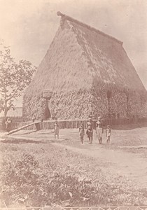 Solomon Islands Common House Hut Village old Photo 1890