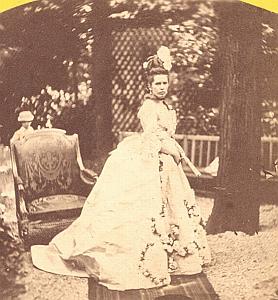 Fashion costume Lady Paris Old Stereo Photo 1860