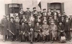 Municipal Brass Band Denain real Photo Postcard 1935'