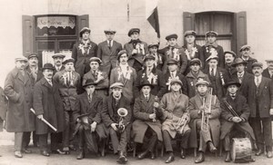 Municipal Brass Band Denain real Photo Postcard 1935'