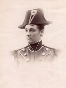 Woman in Military Costume Hat Meudon old Photo 1900'