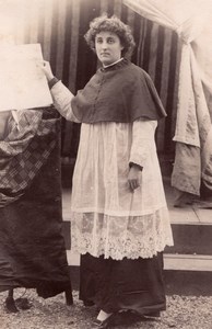 Woman Priest Costume Stage Meudon old Photo 1900