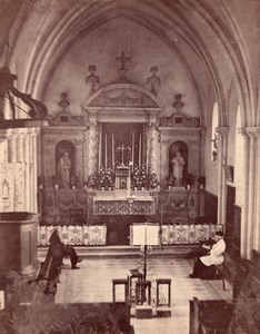 Priest & Man in Church interior France study Photo 1865