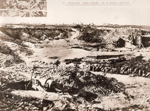 Russian Howitzers Quarry Military aerial Photo WWI