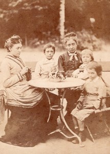 France Women & Children garden outdoor old Photo 1900