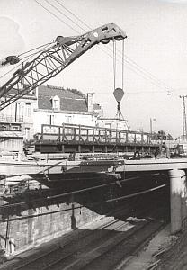 Talence Pont Couderes footbrige Crane old Photo 1969