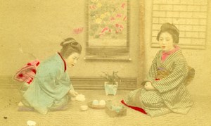 Japan typical scenery old hand-colored Cabinet Card Photo CC 1890'