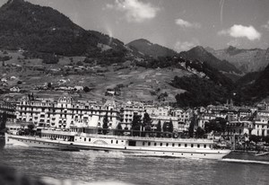 Geneve Lake Steamer panorama old Photo 1950'