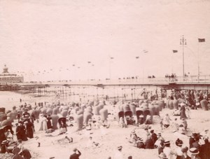 Netherlands Scheveningen beach Tourists old Photo 1900'