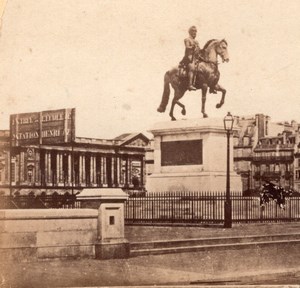 Monument Henri IV Pont Neuf Paris old stereoview Photo 1865