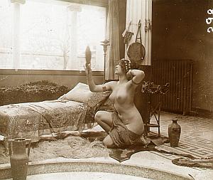 Hammam Nude Scene old glass stereo Photo Richard 1900'