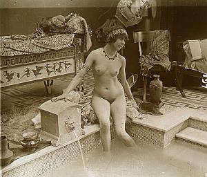 Hammam Nude Scene old glass stereo Photo Richard 1900'