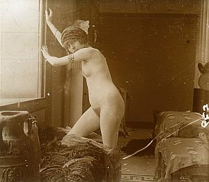 Hammam Nude Scene old glass stereo Photo Richard 1900'