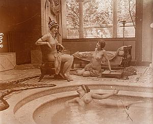 Hammam Nude Scene old glass stereo Photo Richard 1900'