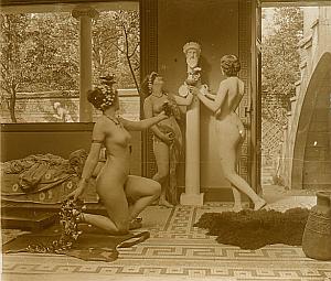 Hammam Nude Scene old glass stereo Photo Richard 1900'