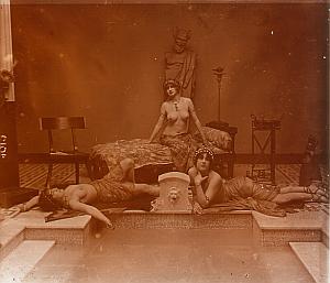 Hammam Nude Scene old glass stereo Photo Richard 1900'