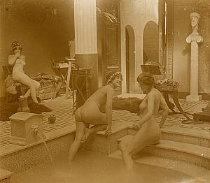 Hammam Nude Scene old glass stereo Photo Richard 1900'