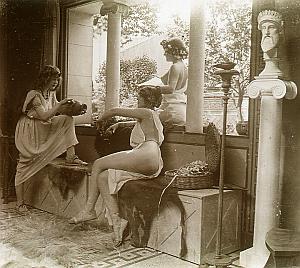 Hammam Nude Scene old glass stereo Photo Richard 1900'