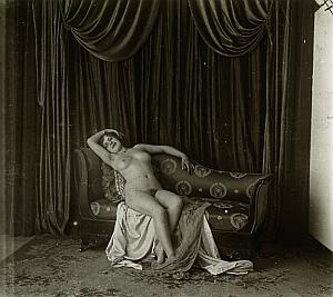 Artistic Study Nude Scene old glass stereo Agelou 1900'