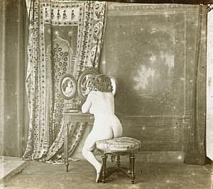 Artistic Study Nude Scene old glass stereo Agelou 1900'