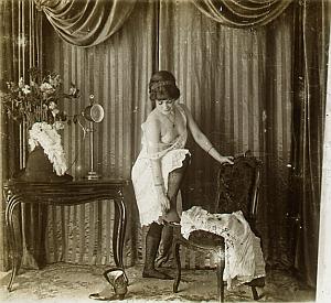 Artistic Study Nude Scene old glass stereo Agelou 1900'