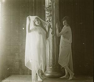 Artistic Study Nude Scene old glass stereo Agelou 1900'