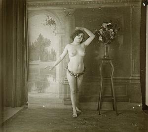 Artistic Study Nude Scene old glass stereo Agelou 1900'