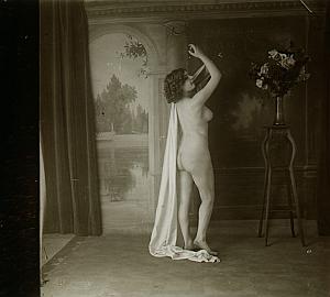 Artistic Study Nude Scene old glass stereo Agelou 1900'