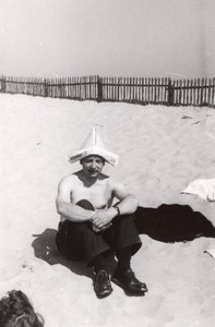 Crazy Man on Beach Snapshot Photo France 1950'