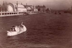 Swan Boat Publicity Paris France old Amateur Photo 1900