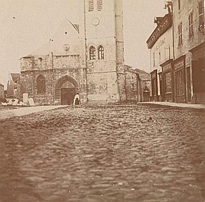 France Allier Gannat Church & Stores old photo 1901