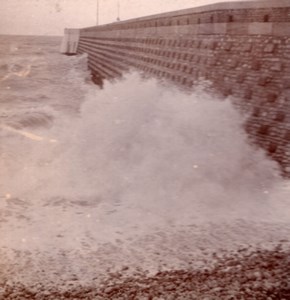 France Calais Sea Wave snapshot old stereo Photo 1890'