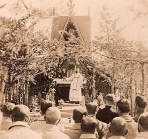 Outdoor Mass War Front WWI WW1 old stereo Photo 1918