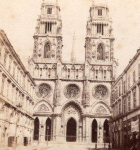 Orleans Cathedral facade France Old Stereo Photo 1860'