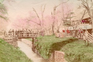 Koganei Springs Tokio Japan Old Hand-Colored Photo 1880