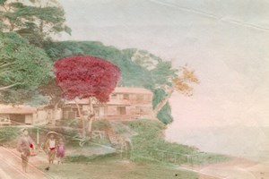 Yokohama Street Scene Japan Old Hand-Colored Photo 1880